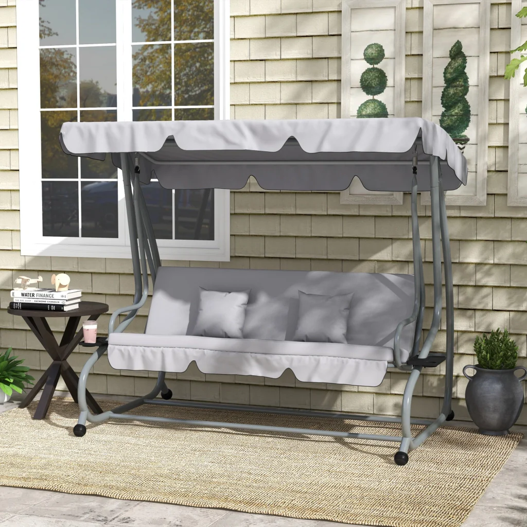 2-in-1 Tetto Inclinabile Multifunzione Alta Resistenza Carico 340kg 200×120×164cm Grigio - Image 2