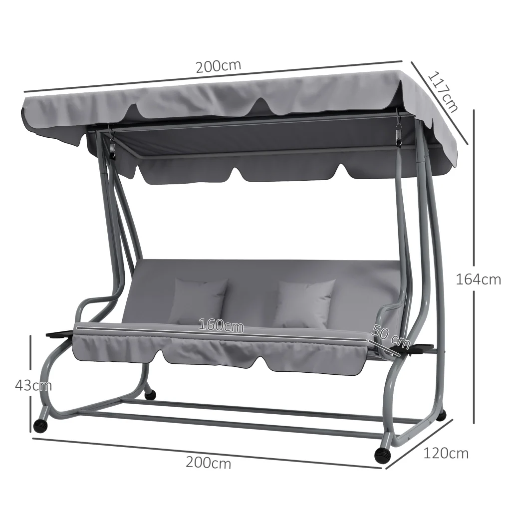 2-in-1 Tetto Inclinabile Multifunzione Alta Resistenza Carico 340kg 200×120×164cm Grigio - Image 3