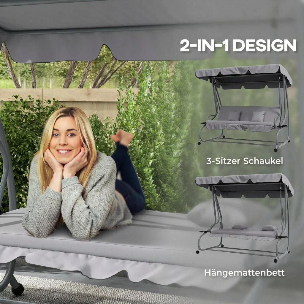 2-in-1 Tetto Inclinabile Multifunzione Alta Resistenza Carico 340kg 200×120×164cm Grigio - Image 4