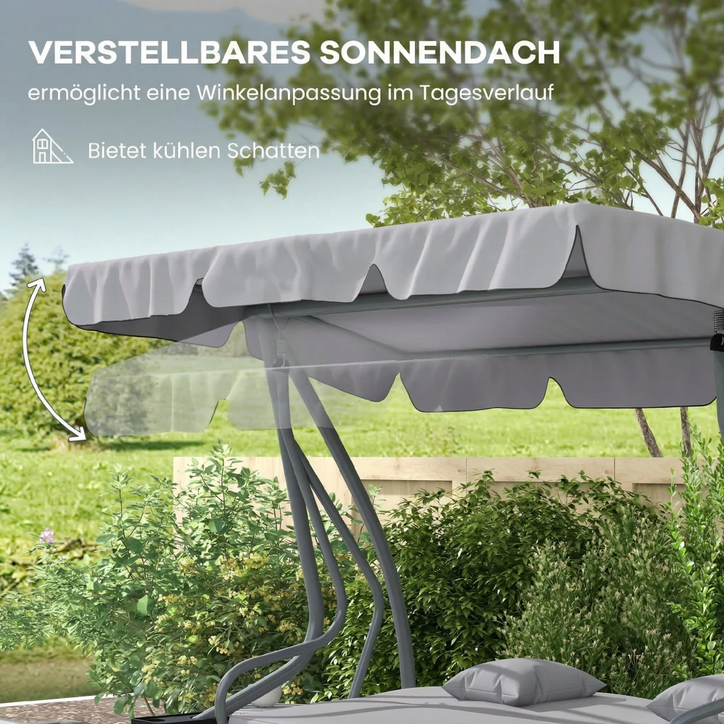 2-in-1 Tetto Inclinabile Multifunzione Alta Resistenza Carico 340kg 200×120×164cm Grigio - Image 5