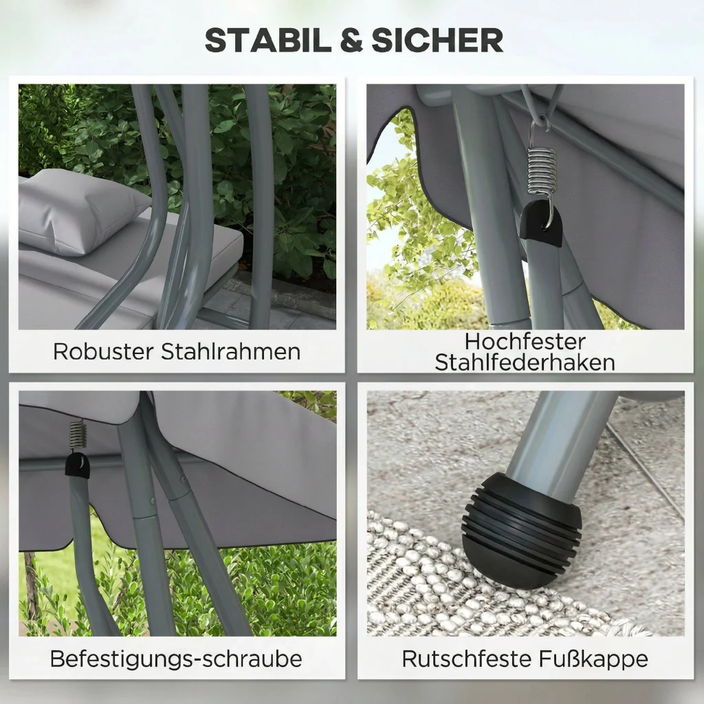 2-in-1 Tetto Inclinabile Multifunzione Alta Resistenza Carico 340kg 200×120×164cm Grigio - Image 6