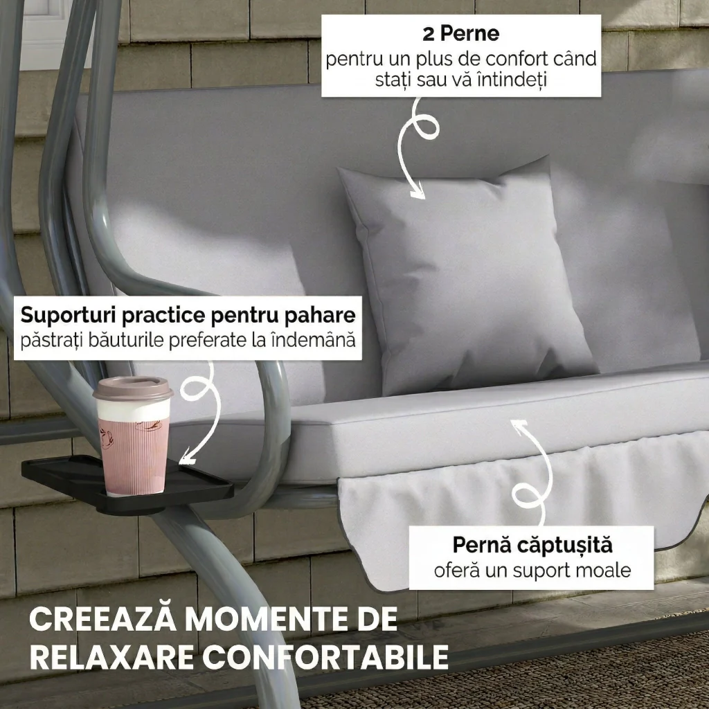 2-in-1 Tetto Inclinabile Multifunzione Alta Resistenza Carico 340kg 200×120×164cm Grigio - Image 7