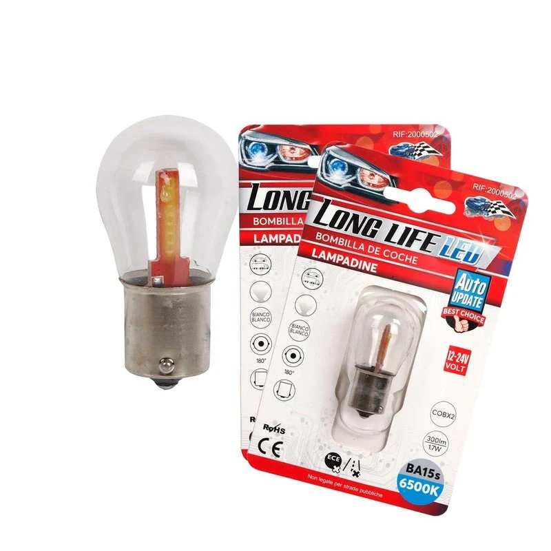 2x Lampada LED BA15s S25 P21W COB 12V 24V 300lm 1.7W Bianco Freddo H50mm - Image 2