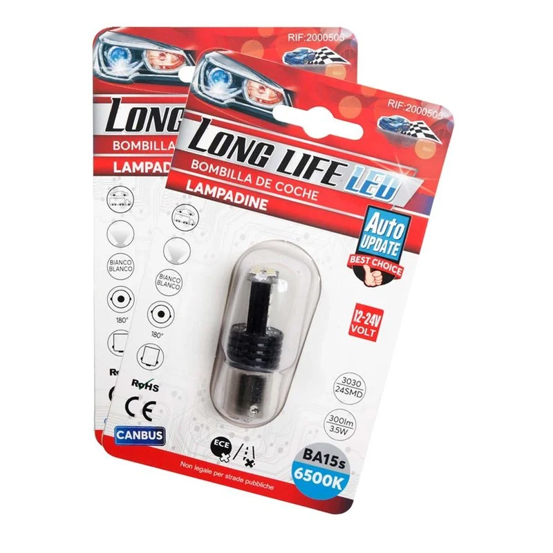 2x Lampada LED BA15s S25 P21W 24 SMD 3030 12V 24V 3.5W Bianco Freddo H50mm - Image 3