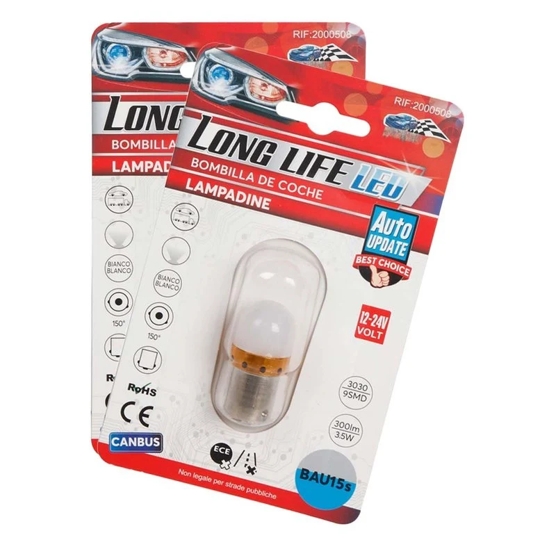 2 PZ Lampada LED BAU15S S25 PY21W 12V 24V 300lm Bianca Fredda Piedi Storti - Image 3