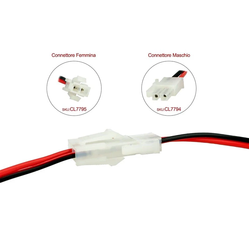 2 PZ Connettori Spinotto Femmine Piatto Con Blocco Di Sicurezza Cavo 15cm - Image 3