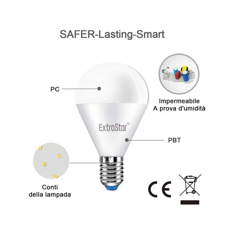 2 PZ Lampada A Led E14 P45 G45 8W Bianco Neutro 4200K 720 Lumen - Image 2