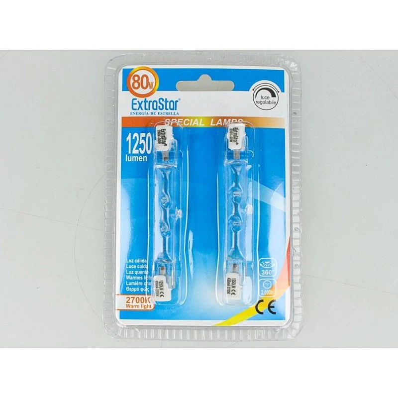 2 PZ Lampade Alogena Dimmerabile, Lampada R7S 78mm 80W 1375 Lumen Bianco Caldo 2800K - Image 2