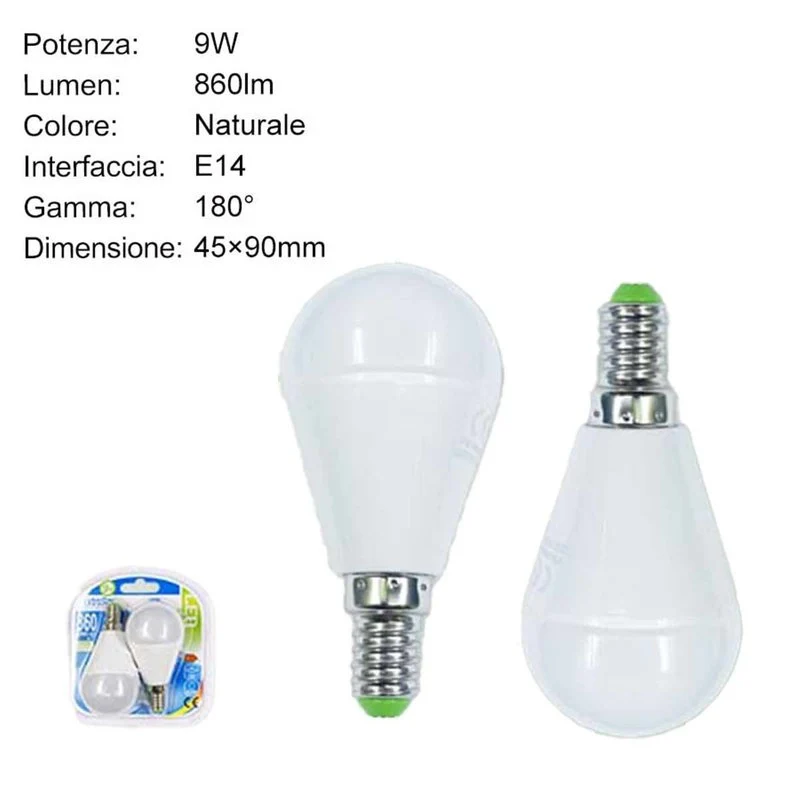 2 PZ Lampadina A Led E14 P45 G45 9W Luce Neutra 860 Lumen 4200K - Image 2