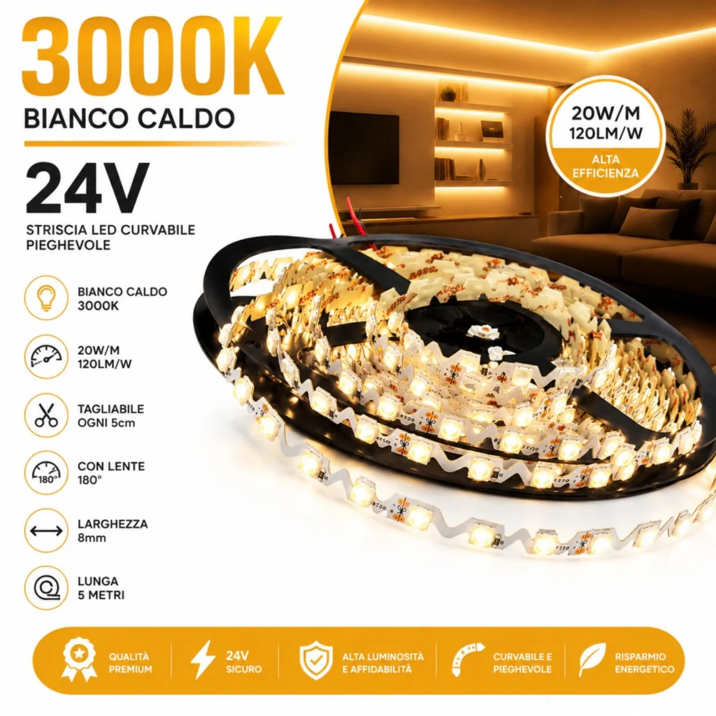 24V Bobina Striscia Led Curvabile Ripiegabile Bianco Caldo Con Lente 180 Gradi 20W/M 8mm 300 smd 6060 Per Cassone Pubblicitario Senza Ombra BL2454C MS12543 - Image 2