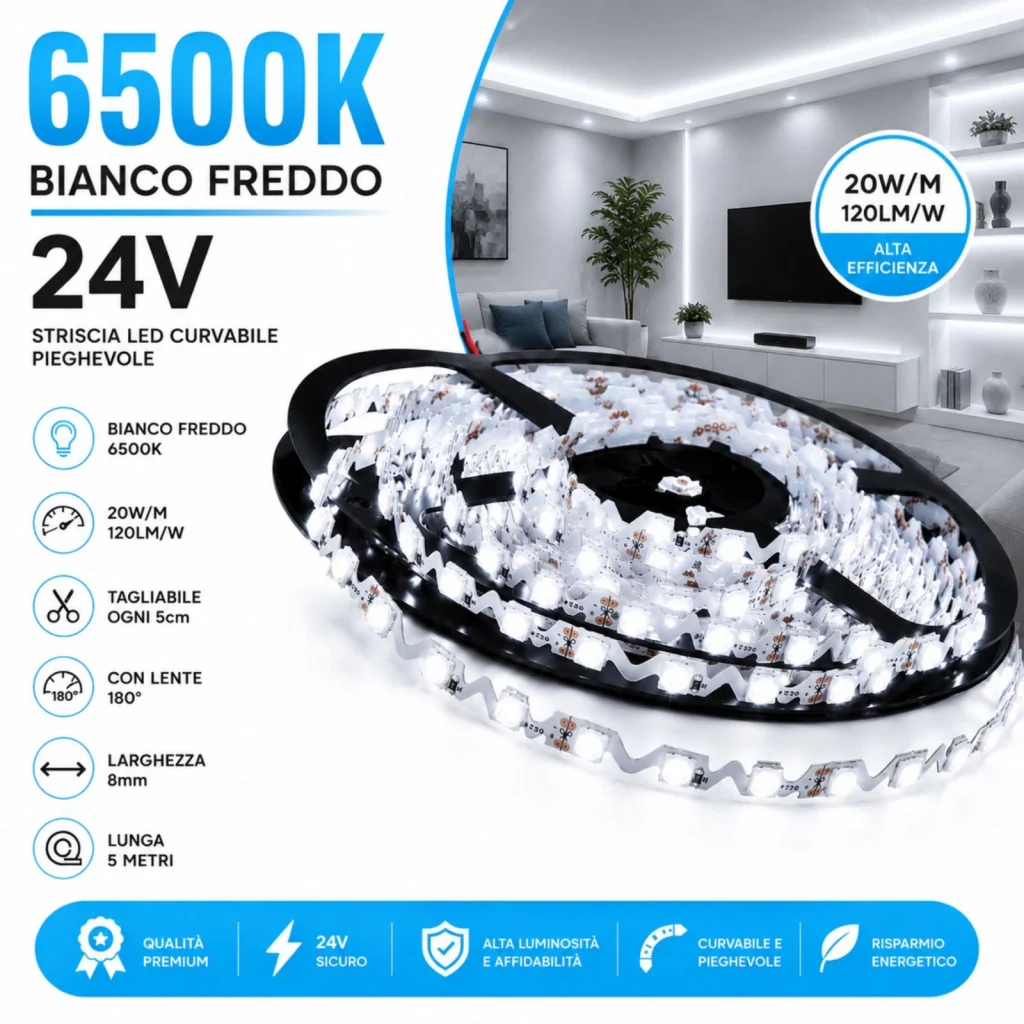 24V Bobina Striscia Led Curvabile Ripiegabile Bianco Freddo Con Lente 180 Gradi 20W/M 8mm 300 smd 6060 Per Cassone Pubblicitario Senza Ombra BL2454F MS12546 - Image 2