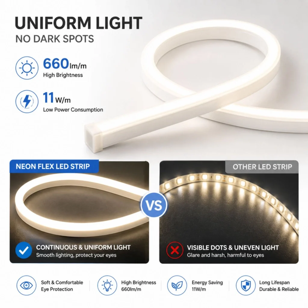 24V Bobina Striscia Led Neon Flex Da Incasso 10X10mm, 100 Metri, IP65 11W/M 660lm/M, Tagliabile Dove Vuole (Bianco Freddo 6500K) - Image 4