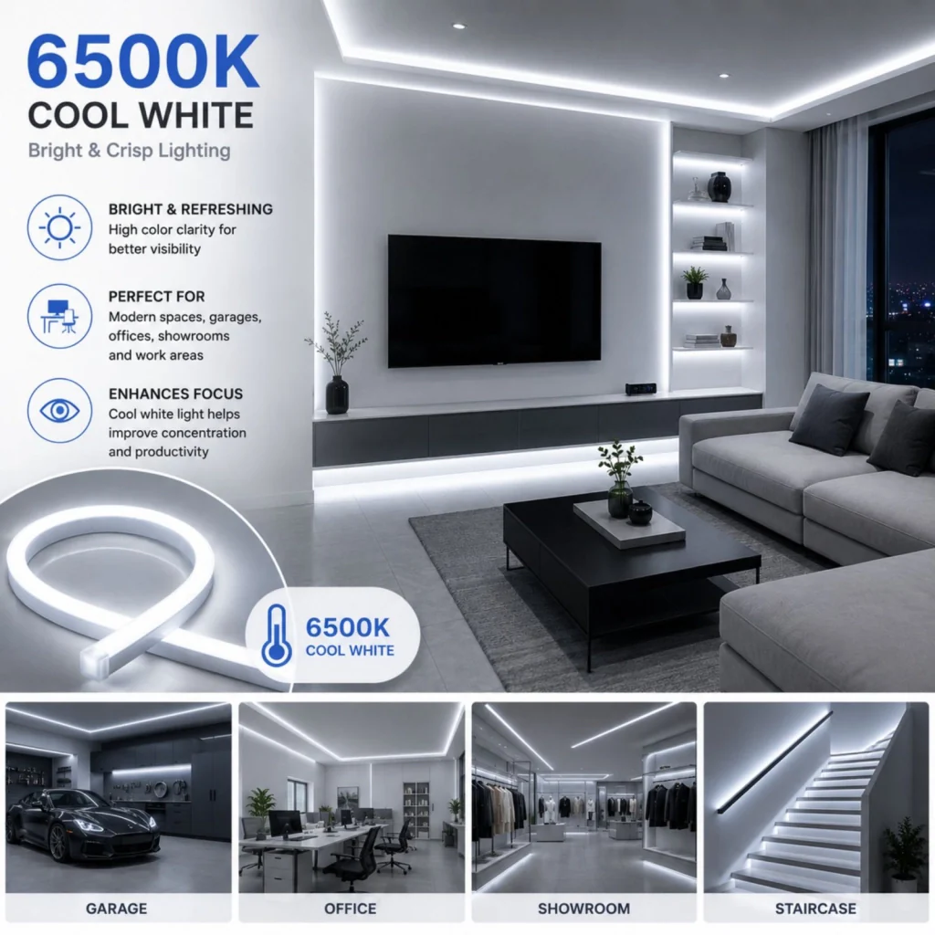 24V Bobina Striscia Led Neon Flex Da Incasso 10X10mm, 100 Metri, IP65 11W/M 660lm/M, Tagliabile Dove Vuole (Bianco Freddo 6500K) - Image 6