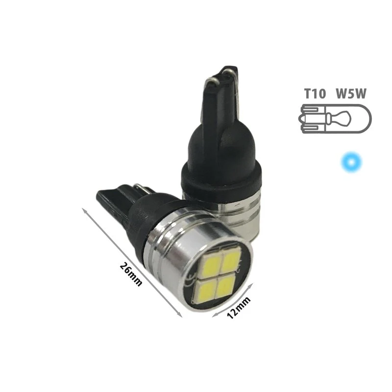 24V Lampada LED T10 W5W Bianco Freddo con 4 SMD 2835 Frontale No Polarità Durata Garantita