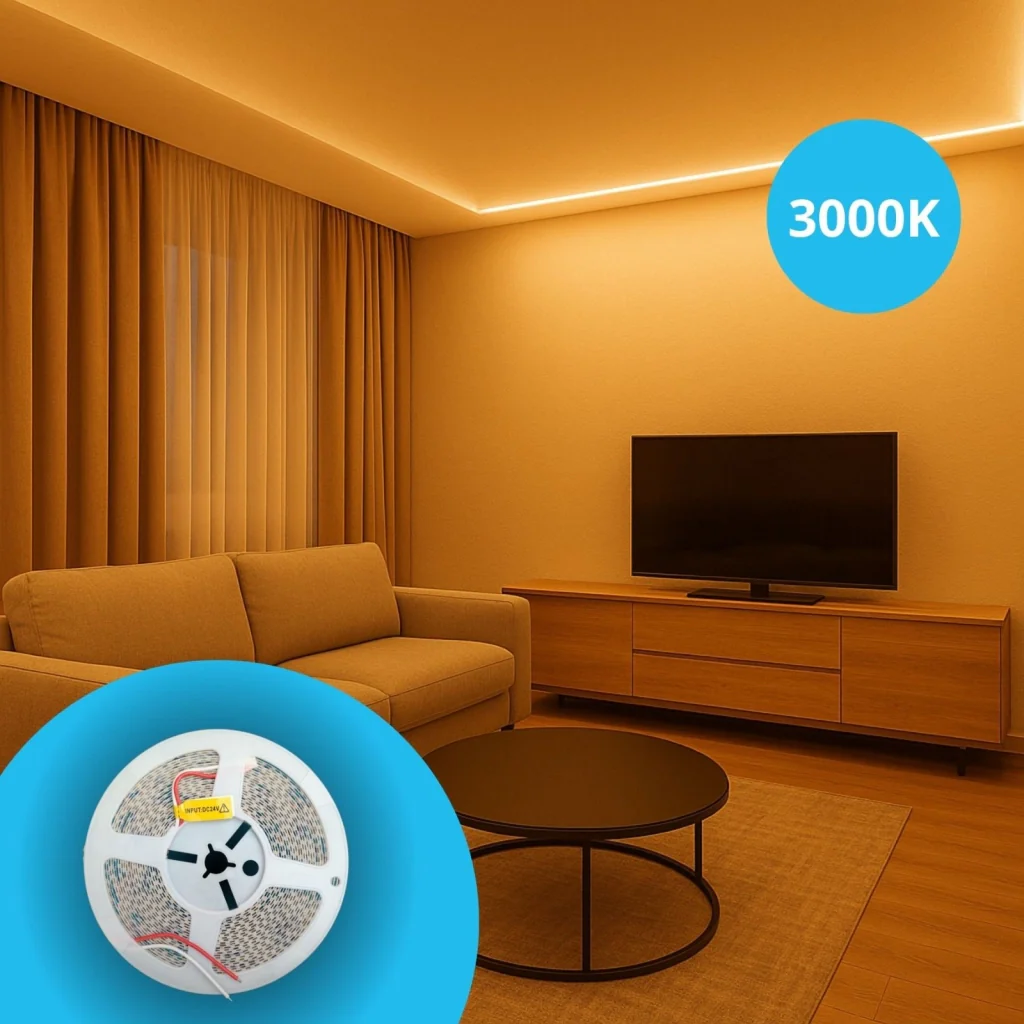24V Striscia Led SMD Da 10 Metri, 16W/M 135lm/W 182SMD/M, Bianco Caldo 3000K, Larga 8mm, Dimmerabile PWM, Tagliabile ogni 7smd Da 38mm, IP20, CRI>80 - Image 5