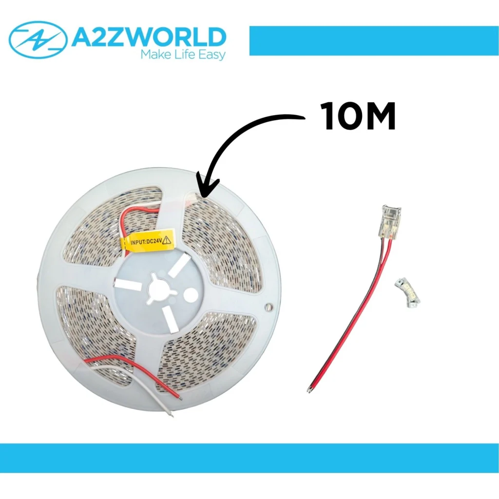 24V Striscia Led SMD Da 10 Metri, 16W/M 135lm/W 182SMD/M, Bianco Freddo 6500K, Larga 8mm, Dimmerabile PWM, Tagliabile ogni 7smd Da 38mm, IP20, CRI>80 - Image 4