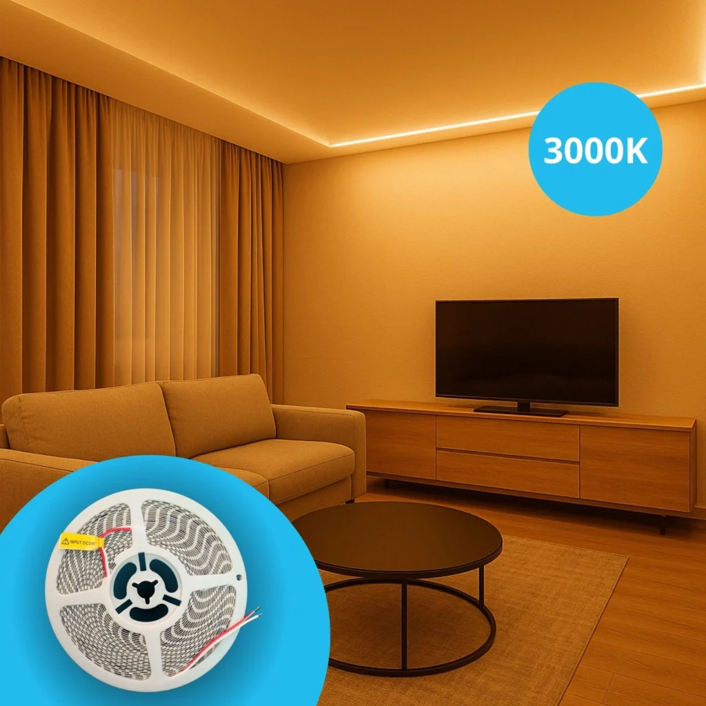 24V Striscia Led SMD Da 10 Metri, Slim da 5mm 8W/M, 110lm/W 120SMD/M, Bianco Caldo 3000K, Tagliabile Ogni Singolo Led da 8mm, Dimmerabile PWM, IP20, CRI>80 - Image 5