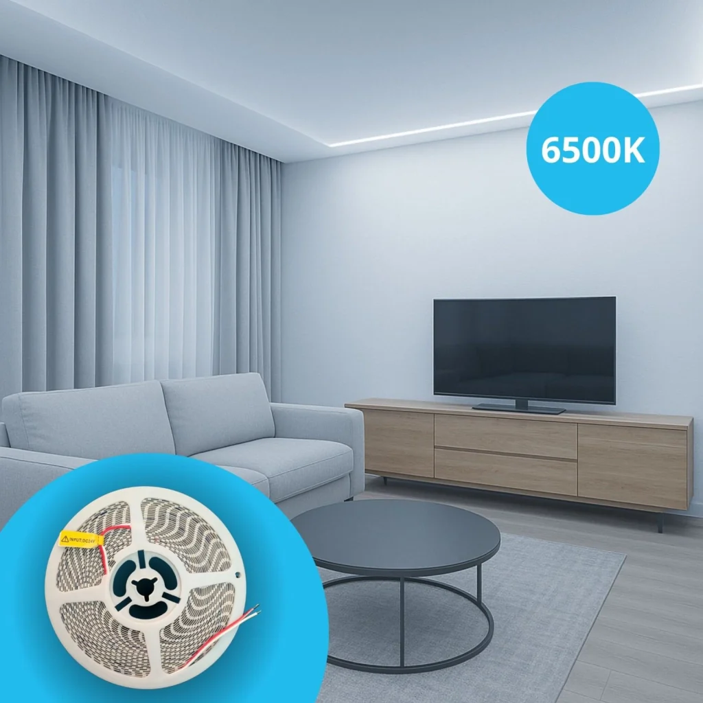 24V Striscia Led SMD Da 10 Metri, Slim da 5mm 8W/M, 110lm/W 120SMD/M, Bianco Freddo 6500K, Tagliabile Ogni Singolo Led da 8mm, Dimmerabile PWM, IP20, CRI>80 - Image 5