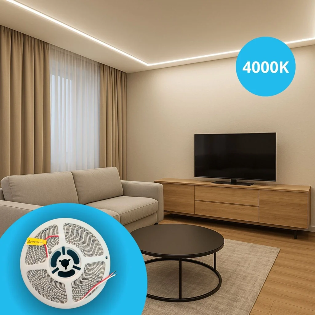 24V Striscia Led SMD Da 10 Metri, Slim da 5mm 8W/M, 110lm/W 120SMD/M, Bianco Neutro 4000K, Tagliabile Ogni Singolo Led da 8mm, Dimmerabile PWM, IP20, CRI>80 - Image 5