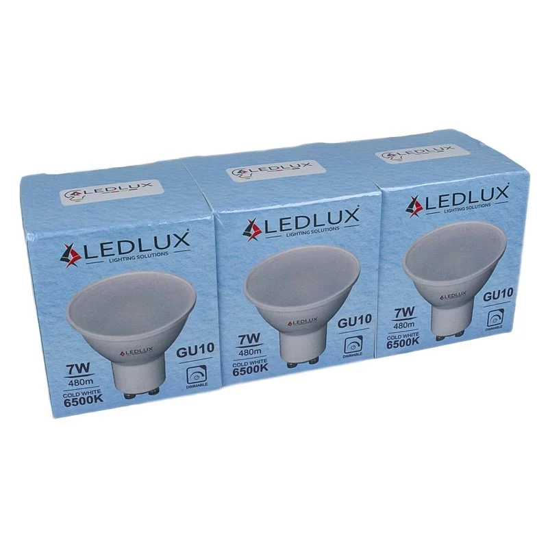 3 PZ Lampadina LED GU10 Dimmerabile Triac 7W 220V Bianco Freddo 6500K 570 Lumens