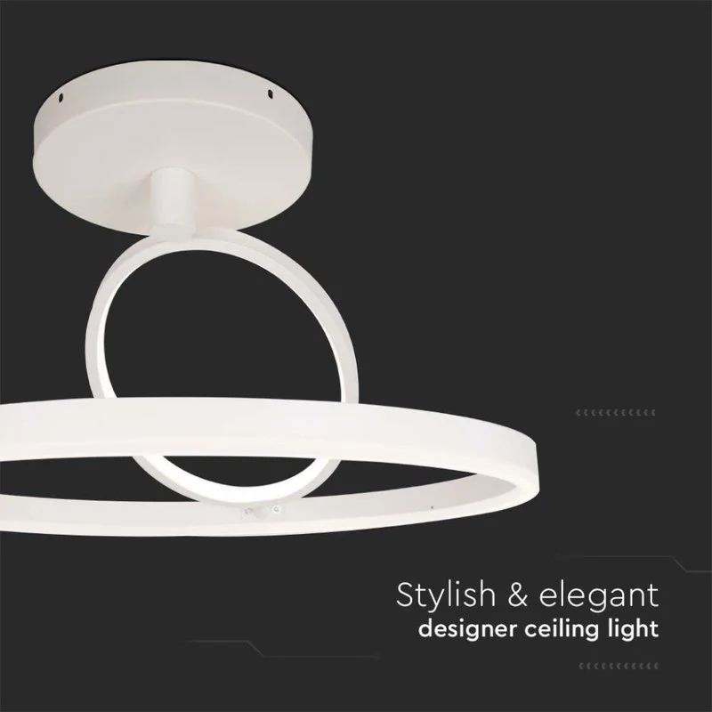Plafoniera Lampadario LED 37W 4000lm Doppio Anelli Incrociate Colore Bianco D495mm 4000K SKU-14985 - Image 2