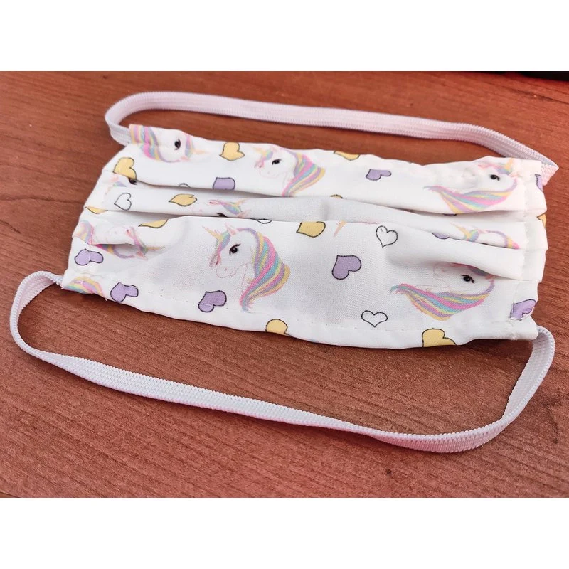 4 Mascherine Per Bambine Disegno Unicorno Femminile Made in Italy Tessuto TNT - Image 3