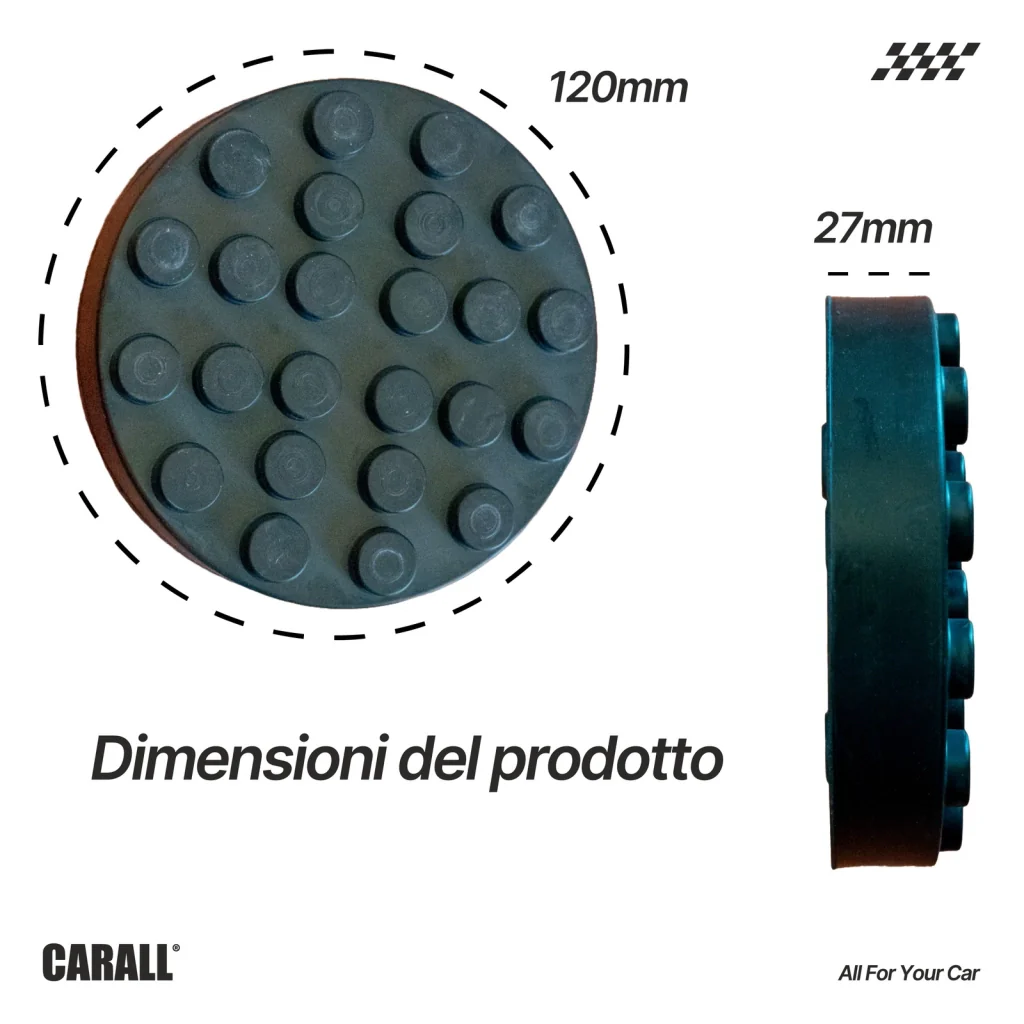 4 Pezzi Tamponi a Cuffia in Gomma Tondo 120x25mm Con 3 Pioli - Image 3