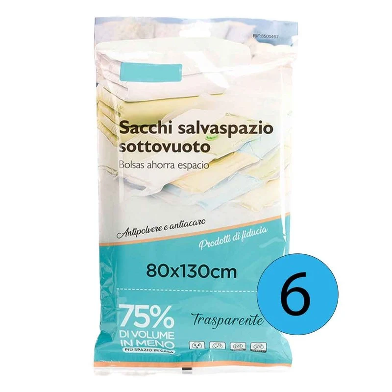 6 Pezzi Sacchetti Buste Sottovuoto Vestiti Trasparente 80X130cm - Image 5