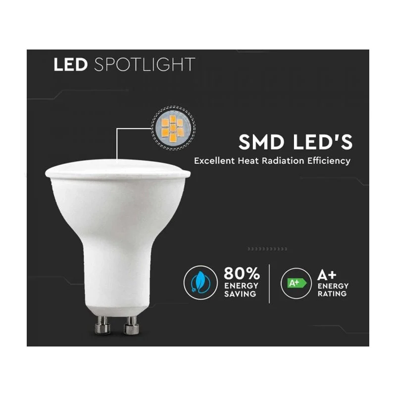 6 PZ Lampada Led GU10 5W 220V 110 Gradi Bianco Neutro 4000K Diffusore Opale SKU-212740 - Image 4