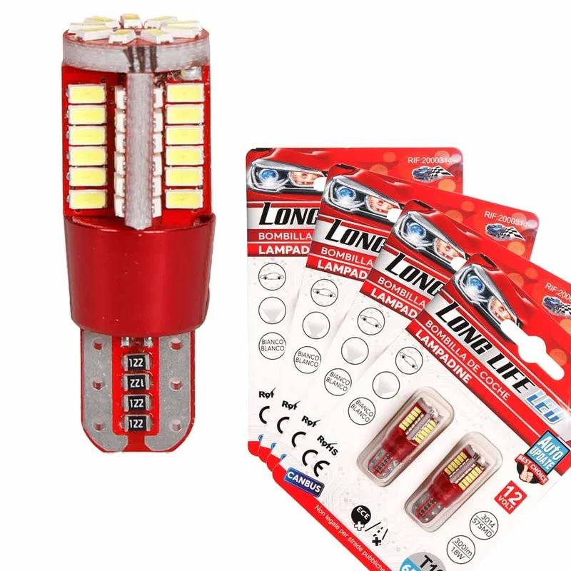 8pcs Lampada Led T10 W5W 194 168 57 SMD 3014 Luce Auto12V Canbus 1.8W 300lm 35mm Bianco Freddo 6500K - Image 2