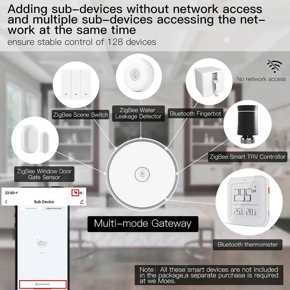 Gateway ZigBee 3.0 + Bluetooth BLE Mesh + Allarme, Smart Life, 1A, 5V, 92X92X40mm, IP20, SHZ3302 - Image 4