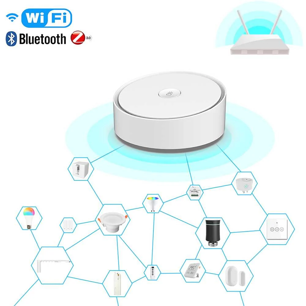 Gateway ZigBee 3.0 + Bluetooth BLE Mesh + Allarme, Smart Life, 1A, 5V, 92X92X40mm, IP20, SHZ3302 - Image 6