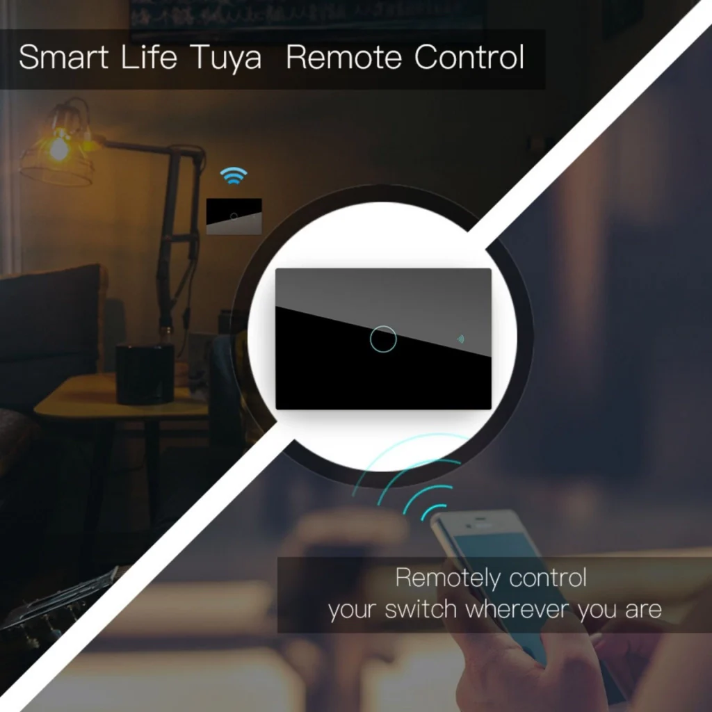Interruttore Da Parete Touch 1 Tasto, WIFI 2.4G+BLE+RF 433MHz, Bluetooth BLE Mesh TUYA, Smart Life, 10A, AC 90-250V, 50/60HZ, 120X72X38mm Per Scatola 503, IP20, Nero, SH9551B - Image 5