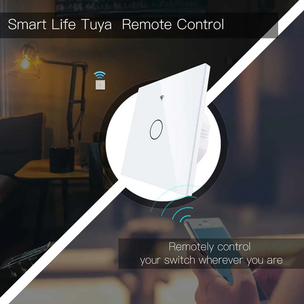 Interruttore Da Parete Touch 1 Tasto, WIFI 2.4G Matter,  TUYA, Smart Life,Apple Home, Google Home, Alexa, SmartThings, 10A, AC 90-250V, 50/60HZ, 86X86X30mm, IP20, Bianco - Image 3