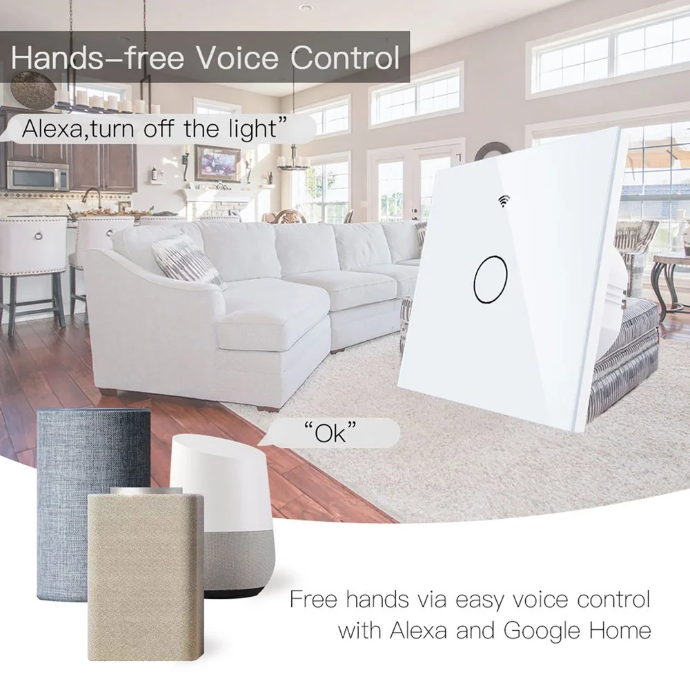 Interruttore Da Parete Touch 1 Tasto, WIFI 2.4G Matter,  TUYA, Smart Life,Apple Home, Google Home, Alexa, SmartThings, 10A, AC 90-250V, 50/60HZ, 86X86X30mm, IP20, Bianco - Image 4