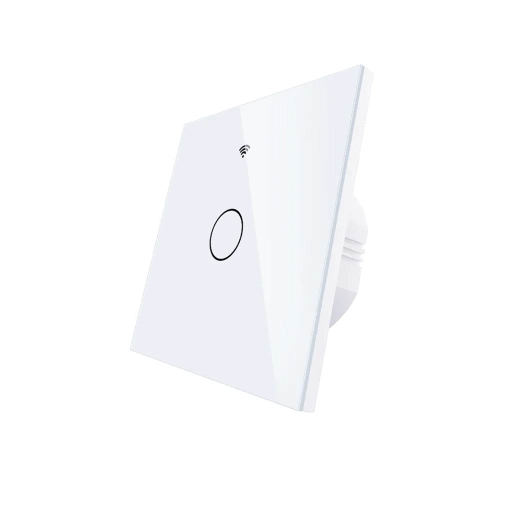 Interruttore Da Parete Touch 1 Tasto, WIFI+BLE+RF, WIFI 2.4G, RF 433MHz, Bluetooth BLE Mesh TUYA, Smart Life, 10A, AC 90-250V, 50/60HZ, 86X86X30mm Per Scatola 502, IP20, Bianco, SH9441W