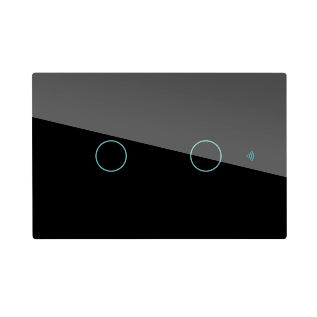 Interruttore Da Parete Touch 2 Tasti, WIFI 2.4G+BLE+RF 433MHz, Bluetooth BLE Mesh, TUYA, Smart Life, 10A, AC 90-250V, 50/60HZ, 120X72X38mm Per Scatola 503, IP20, Nero, SH9552B - Image 3