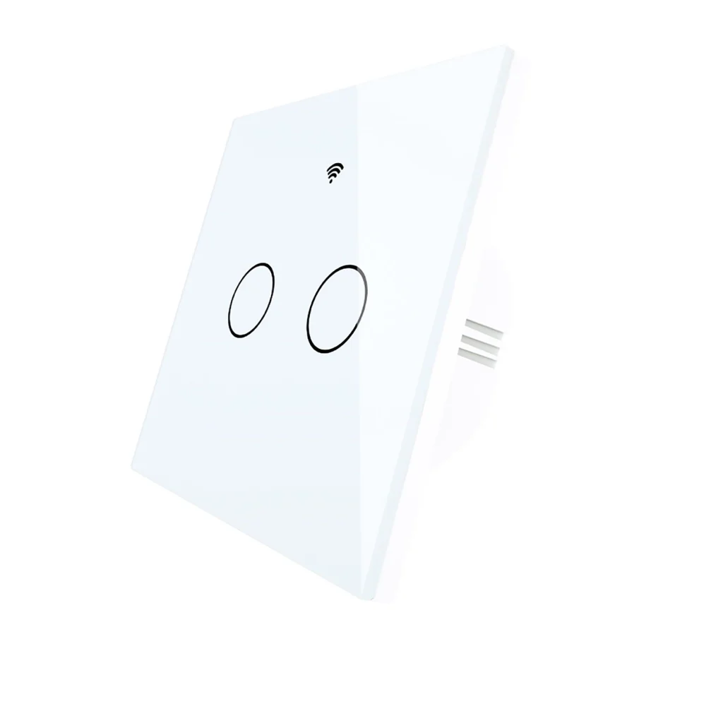 Interruttore Da Parete Touch 2 Tasti, WIFI 2.4G+BLE+RF 433MHz, Bluetooth BLE Mesh, TUYA, Smart Life, 10A, AC 90-250V, 50/60HZ, 86X86X30mm Per Scatola 502, IP20, Bianco, SH9442W