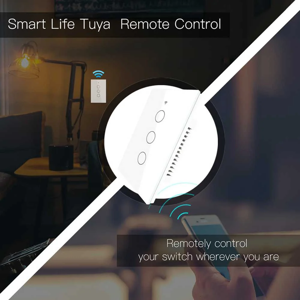 Interruttore Da Parete Touch 3 Tasti, WIFI 2.4G Matter, TUYA, Smart Life,Apple Home, Google Home, Alexa, SmartThings, 10A, AC 90-250V, 50/60HZ, 120X72X38mm, IP20, Bianco - Image 3