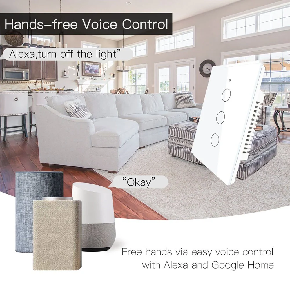Interruttore Da Parete Touch 3 Tasti, WIFI 2.4G Matter, TUYA, Smart Life,Apple Home, Google Home, Alexa, SmartThings, 10A, AC 90-250V, 50/60HZ, 120X72X38mm, IP20, Bianco - Image 4