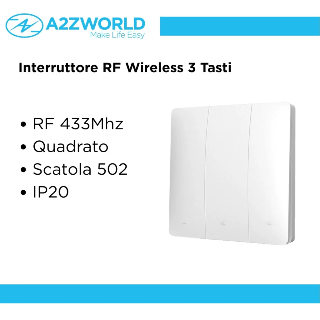 Interruttore RF Wireless Telecomando Senza Batteria 3 Tasti RF 433MHz Generatore Corrente Automatico 3 Tasti Quadrato Per Scatola 502 IP20 Bianco - Image 5