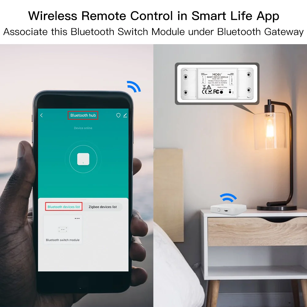 Interruttore Smart Bluetooth BLE 10A Bluetooth BLE Mesh TUYA, Smart Life 10A AC 90-250V 50/60HZ 2200W IP20 SHB101B - Image 6