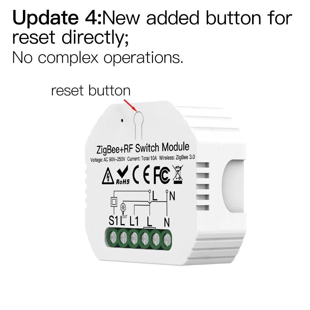 Relè Passo Passo Interruttore Smart ZigBee RF433 2 In 1 ZigBee, RF 433MHz TUYA, Smart Life 10A AC 90-250V 50/60HZ 2200W SHZ104Z IP20 - Image 3