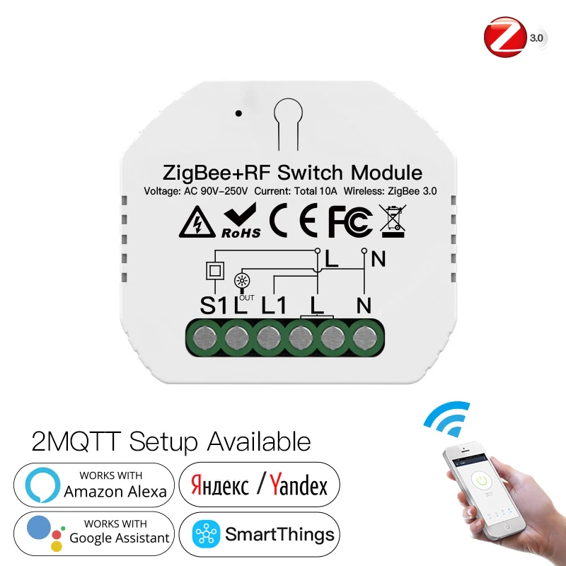 Relè Passo Passo Interruttore Smart ZigBee RF433 2 In 1 ZigBee, RF 433MHz TUYA, Smart Life 10A AC 90-250V 50/60HZ 2200W SHZ104Z IP20 - Image 4