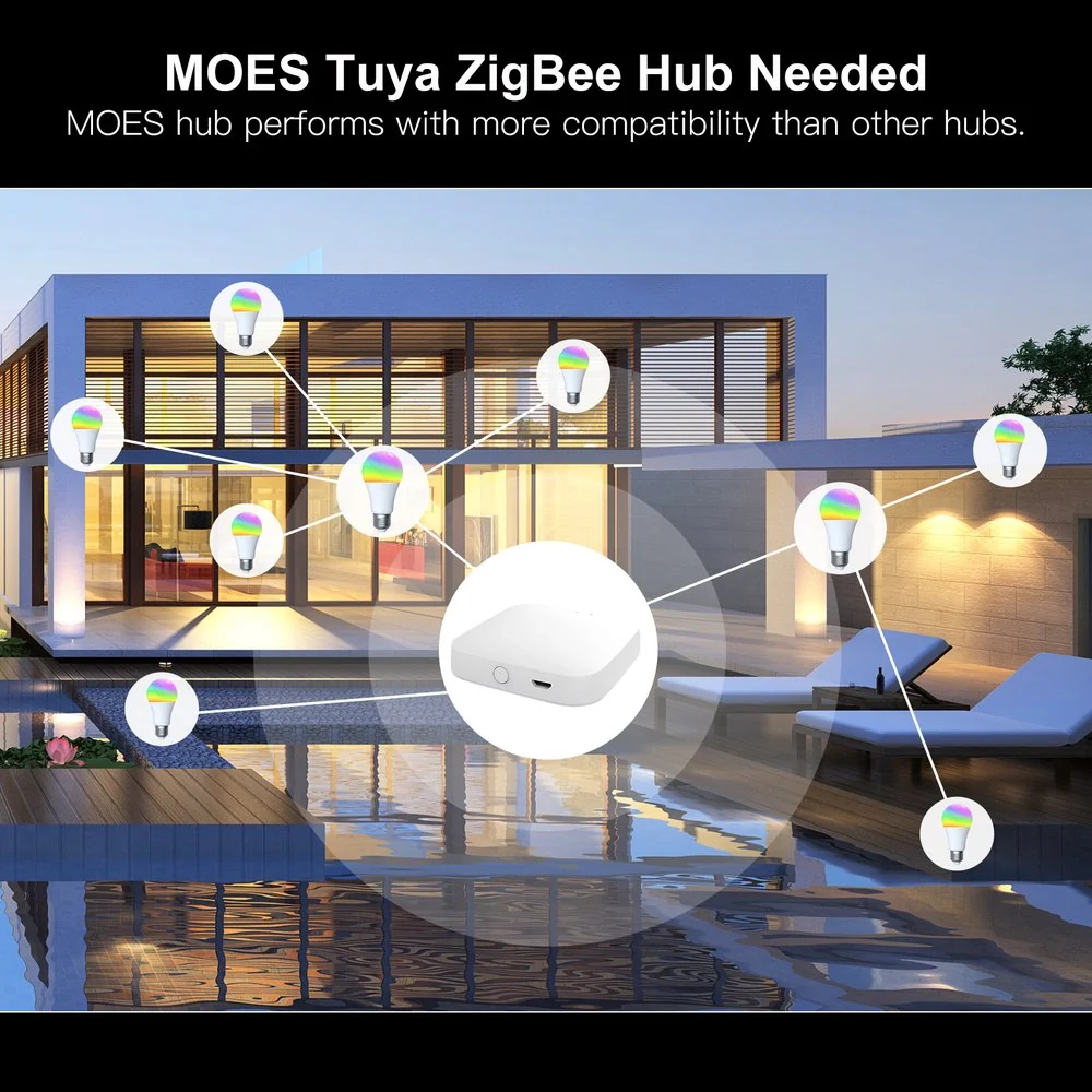 Lampada Led E27, ZigBee 3.0, RGB+CW, TUYA, Smart Life, AC 90-250V, 50/60HZ, 9W, 60X117mm, IP20, SHZ62709 - Image 3
