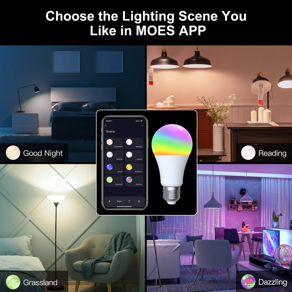 Lampada Led E27, ZigBee 3.0, RGB+CW, TUYA, Smart Life, AC 90-250V, 50/60HZ, 9W, 60X117mm, IP20, SHZ62709 - Image 5