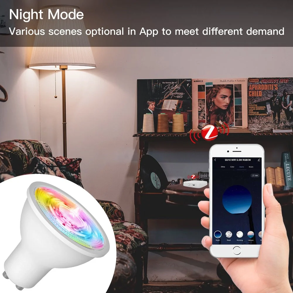 Lampada Led GU10, ZigBee 3.0, RGB+CW, TUYA, Smart Life, AC 90-250V, 50/60HZ, 5W, 50X55mm, IP20, SHZ61005 - Image 6