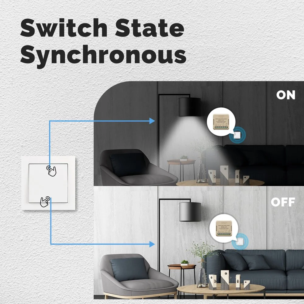 Relè Passo Passo Mini Interruttore Matter WiFi 2.4G, 10A TUYA, Compatibile Apple Home, Google Home, Alexa, SmartThings, 2200W, AC 90-250V 50/60Hz, 40x40x18mm, IP20 - Image 5