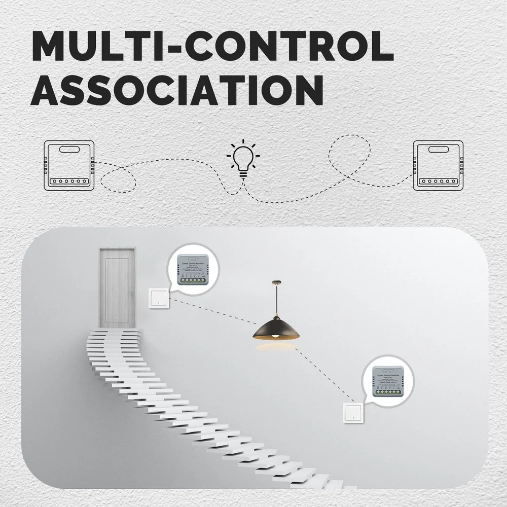 Relè Passo Passo Mini Interruttore ZigBee 3.0, 2 Canali 10A TUYA, Smart Life 10A AC 90-250V 50/60HZ 2200W 40X40X18mm IP20 - Image 5