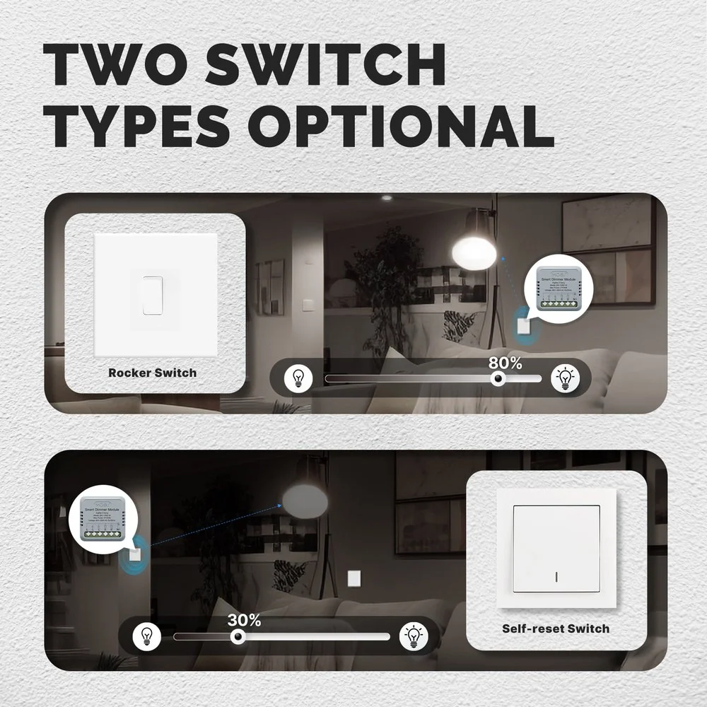 Mini Triac Dimmer ZigBee 3.0, 2 Canali 1A, TUYA, Smart Life, AC 90-250V 50/60HZ 2X100W 40X40X18mm IP20 - Image 3